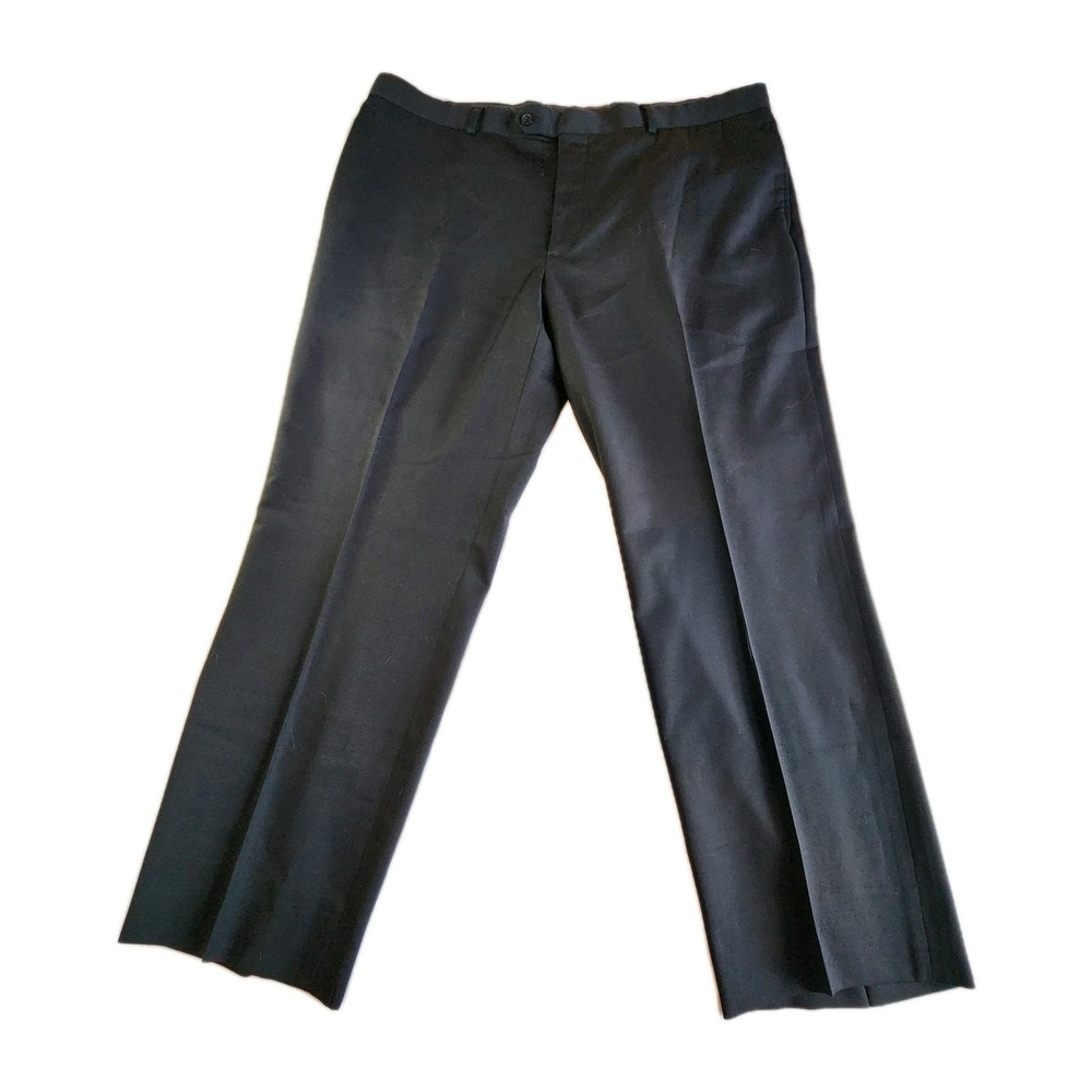 Pronto Uomo Platinum Wool Dress Pants Mens 40 Black Flat Front